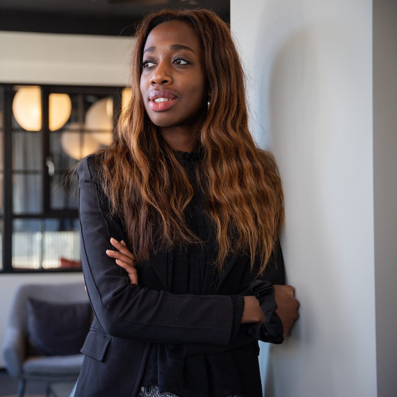 African American business woman with folded arms